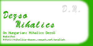 dezso mihalics business card